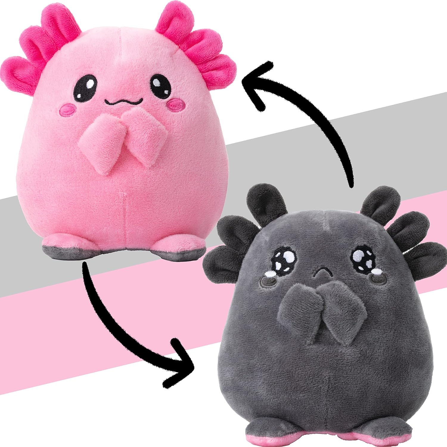 Wende-Axolotl gross grau rosa